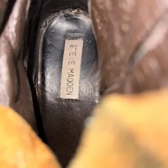 Steve Madden Womens Troopa Combat Boots Sz 8.5 Brown Leather Biker Lace Up Boho - Picture 10 of 12